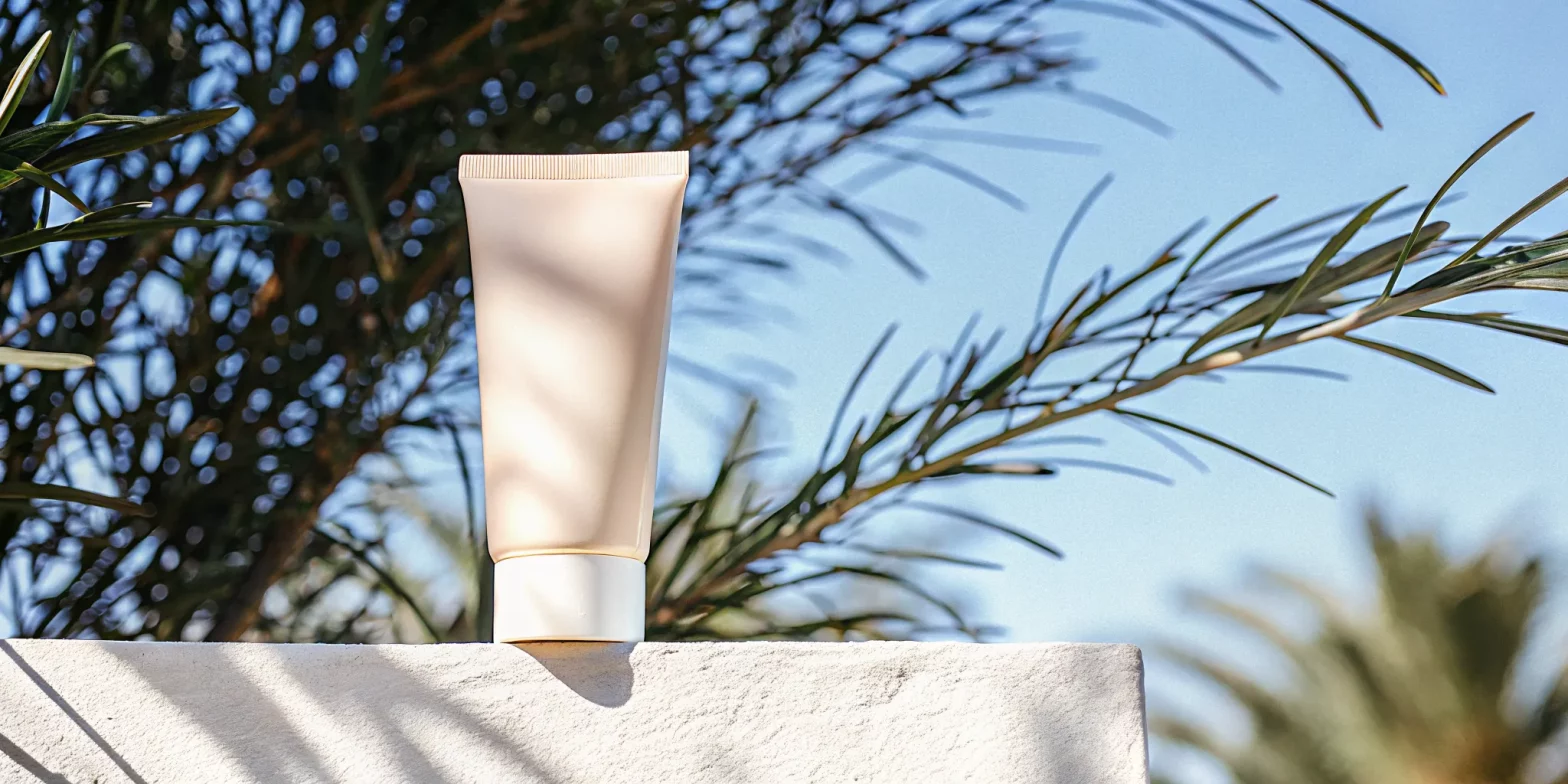 Solanesse post-color deep conditioner on a white pedestal