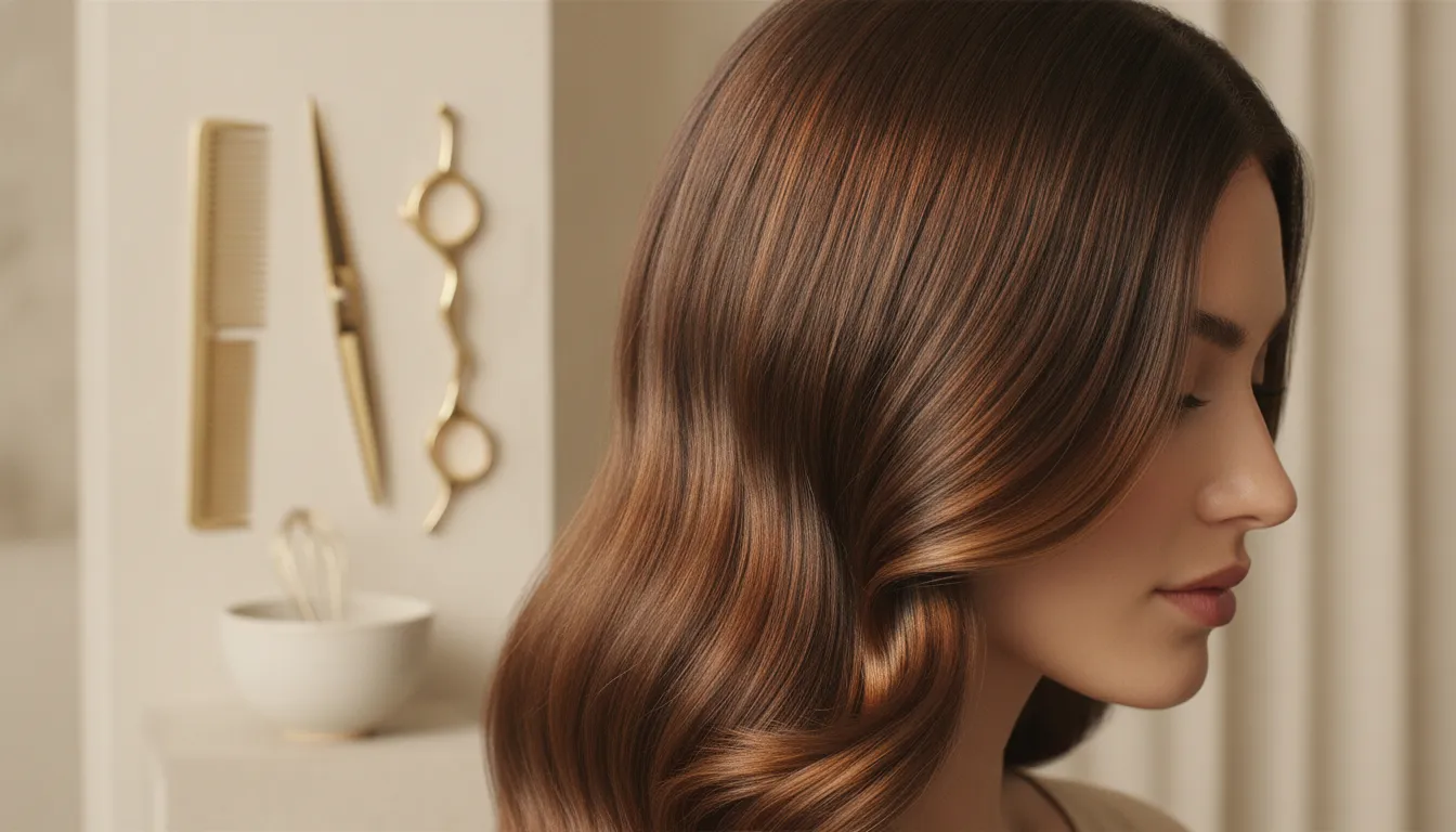 Healthy glossy color-treated brunette hair showing how often can you dye your hair