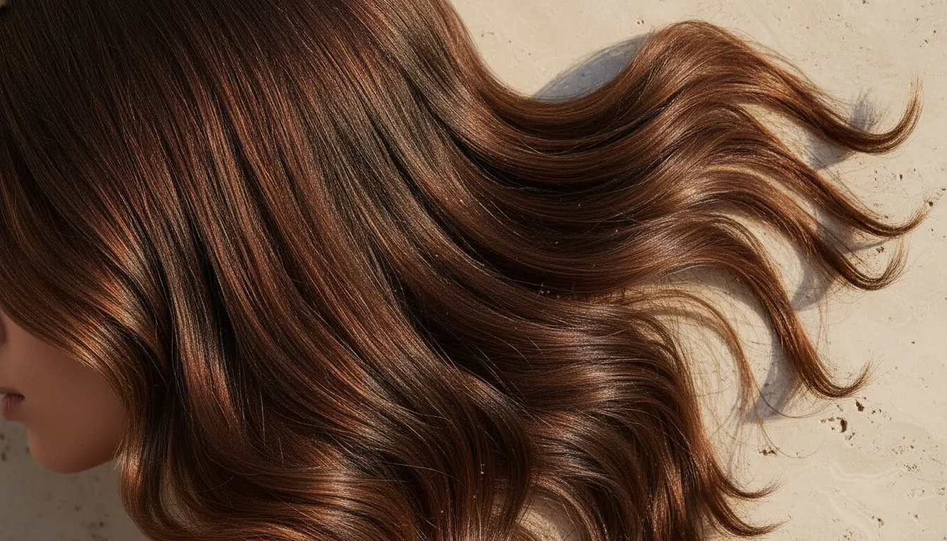 Healthy glossy color-treated hair after a restorative ritual