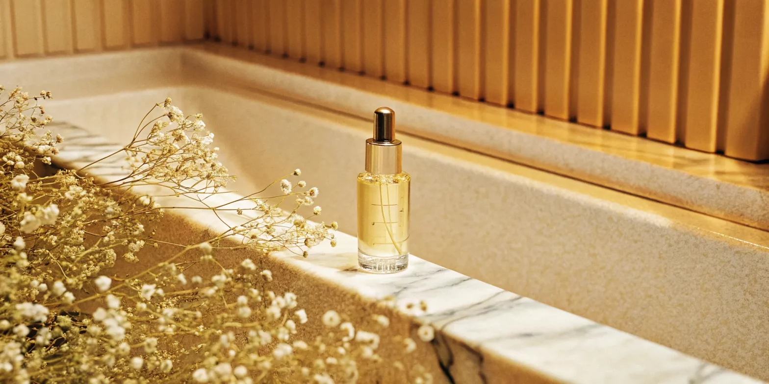 prevent hair dye from fading with luxury hair care product on marble surface