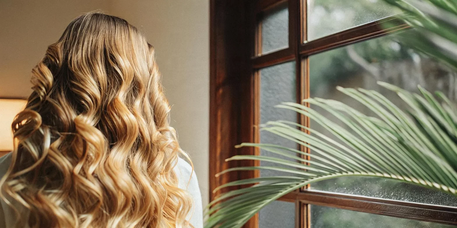Luxurious healthy hair with natural shine flowing in soft light